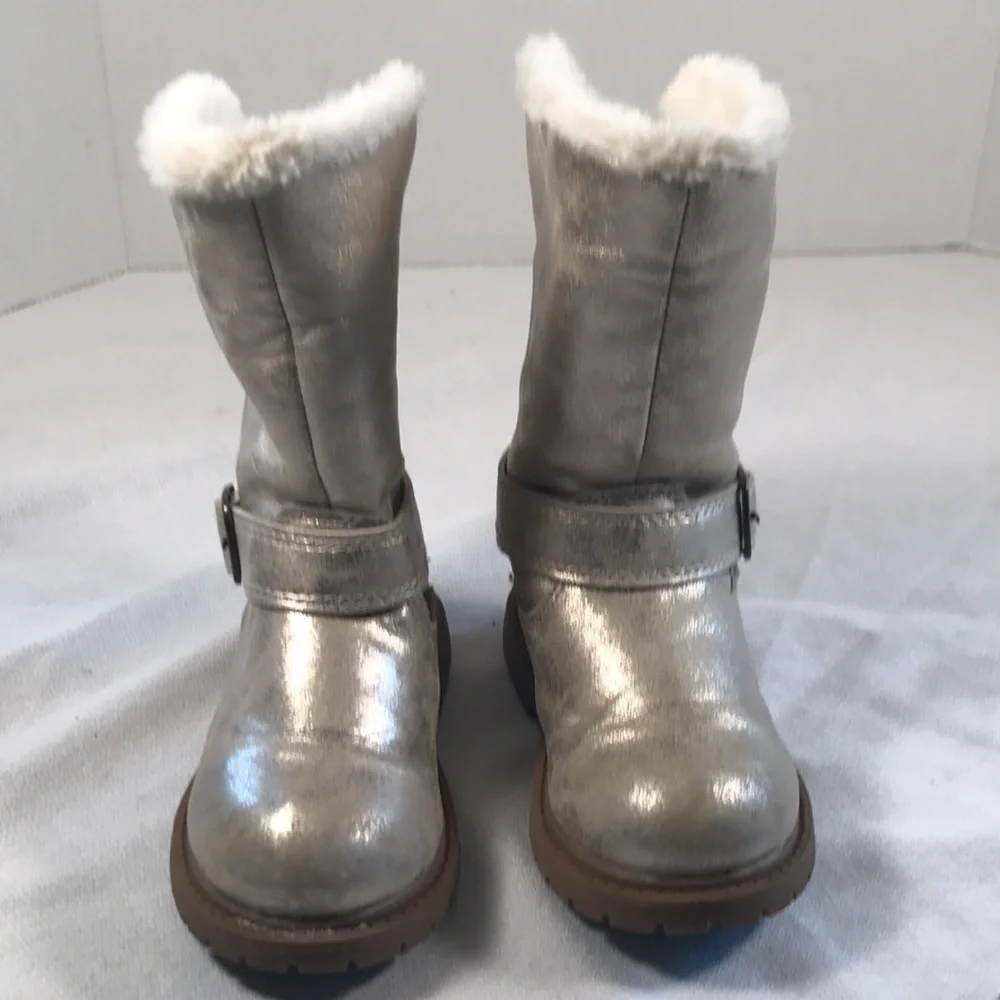 Carter’s Girls Vegan Metallic Gold Leather June Fashion Knee High  Faux Fur Boot
